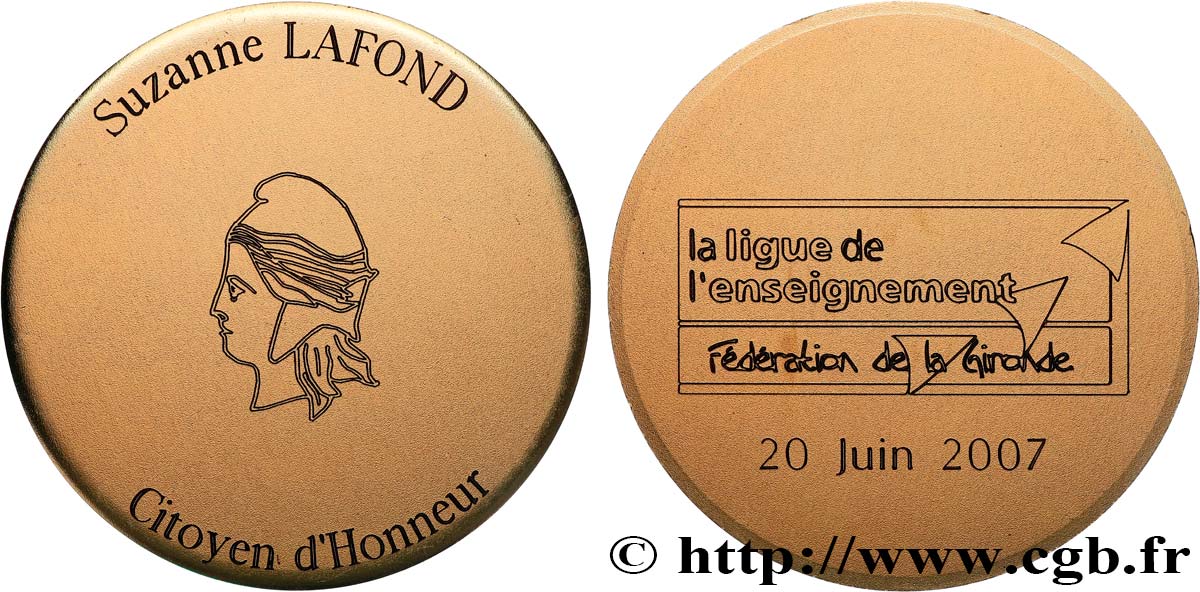 V REPUBLIC Médaille, Fédération de la Gironde de la ligue de l’enseignement XF