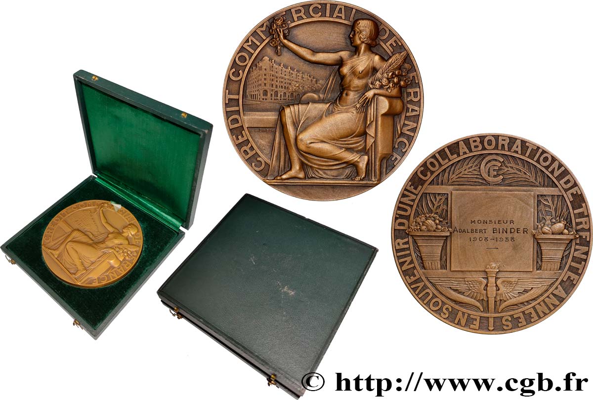 TROISIÈME RÉPUBLIQUE Médaille, Crédit Commercial de France SUP