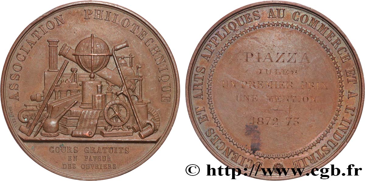 III REPUBLIC Médaille de récompense, Association philotechnique AU/XF