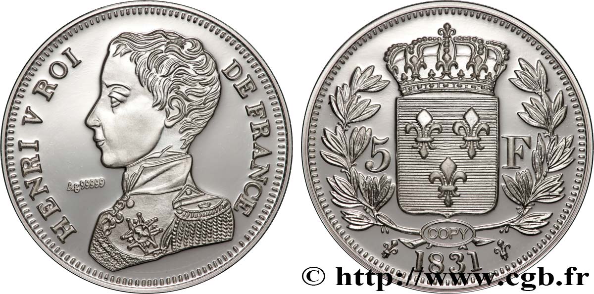 QUINTA REPUBBLICA FRANCESE Médaille, 5 Francs, copie MS