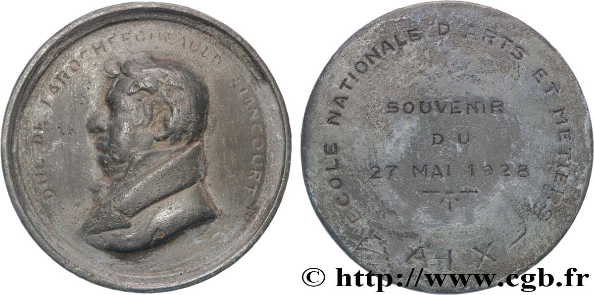 III REPUBLIC Médaille, Duc de Larochefoucauld Liancourt, Ecole Nationale d’Arts et Métiers VF