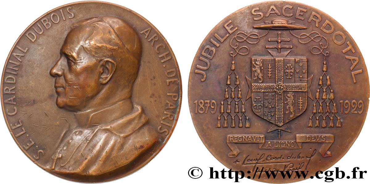 III REPUBLIC Médaille, Cardinal Dubois, Jubilé sacerdotal XF