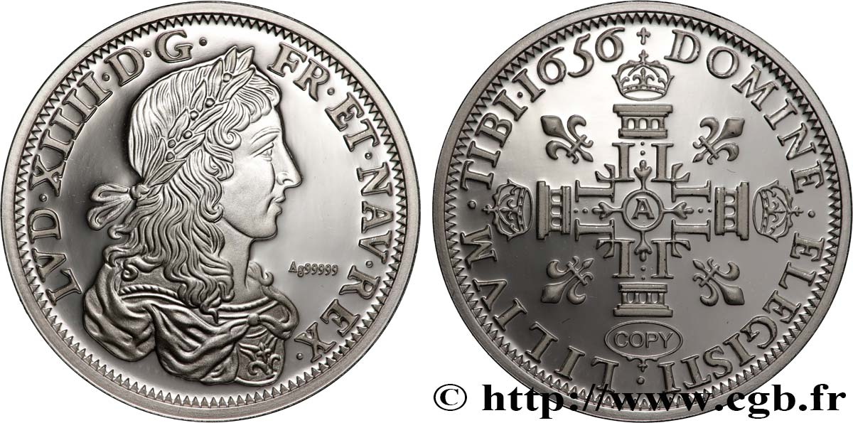 LOUIS XIV LE GRAND OU LE ROI SOLEIL Médaille, Lis d argent, copie SPL