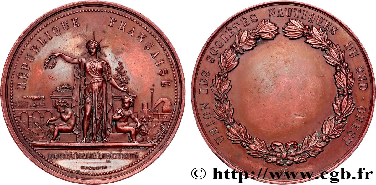 III REPUBLIC Médaille, Union des sociétés nautiques du Sud-Ouest XF