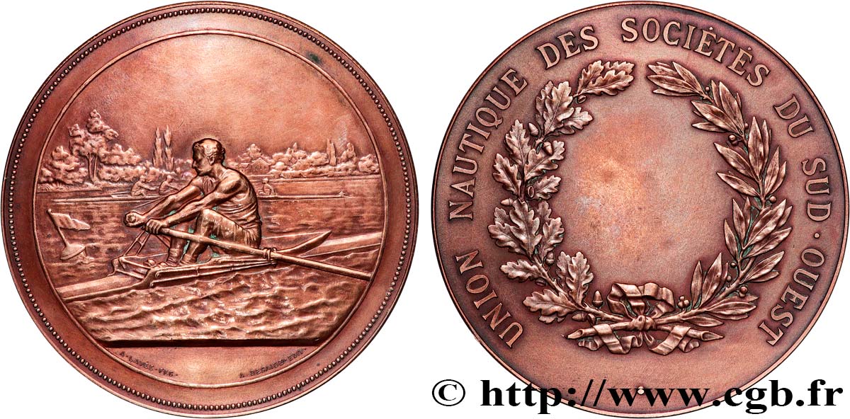 III REPUBLIC Médaille, Union des sociétés nautiques du Sud-Ouest XF