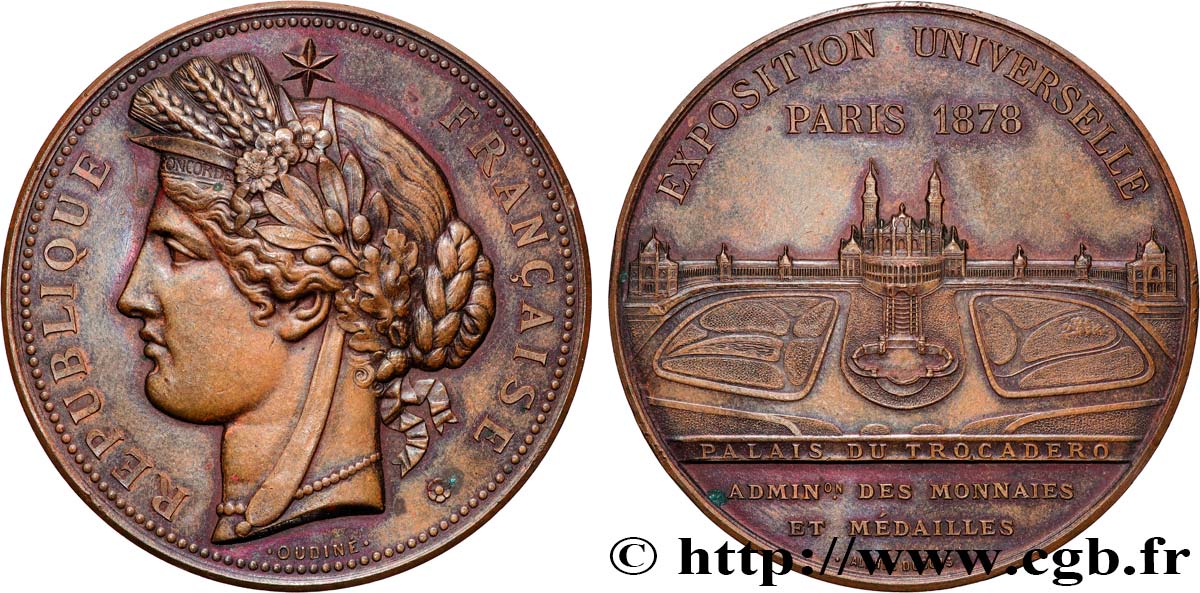 III REPUBLIC Médaille, Palais du Trocadéro, Exposition Universelle XF