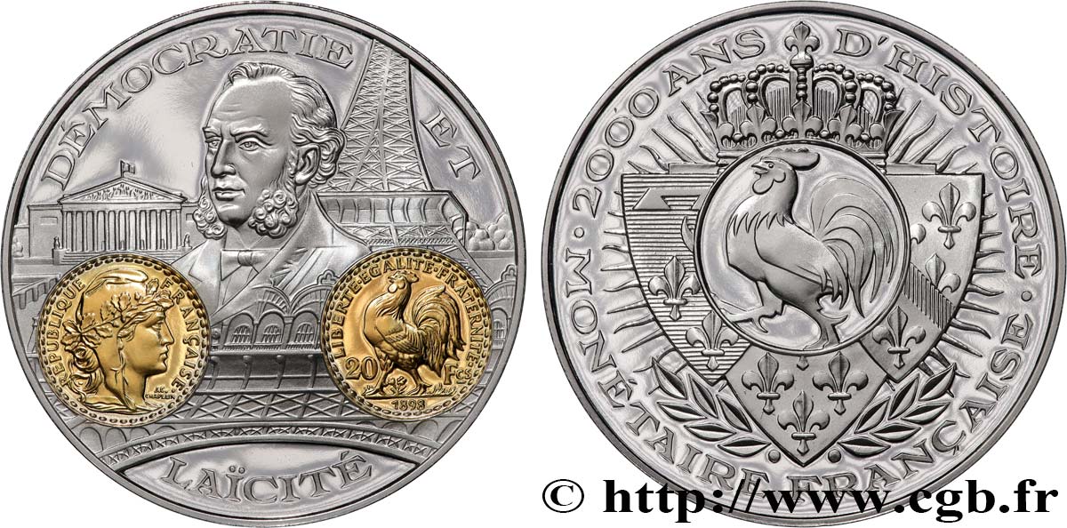 CINQUIÈME RÉPUBLIQUE Médaille, 2000 ans d’histoire monétaire française, 20 francs Marianne SPL