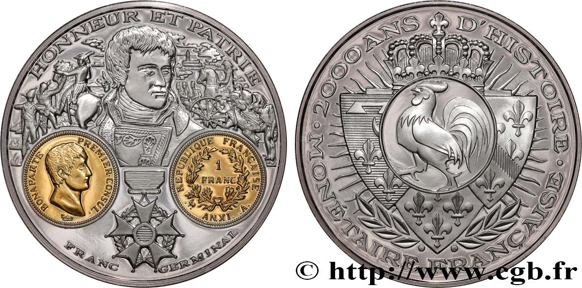 QUINTA REPUBLICA FRANCESA Médaille, 2000 ans d’histoire monétaire française, le franc germinal SC