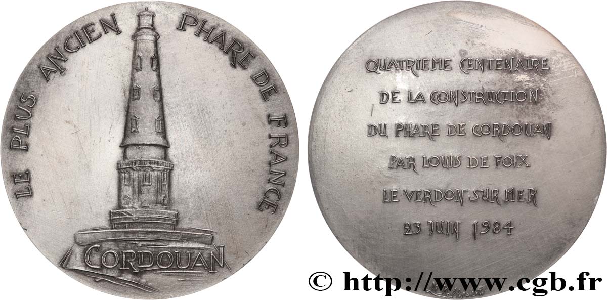 V REPUBLIC Médaille, 4e centenaire de la construction du phare de Cordouan XF