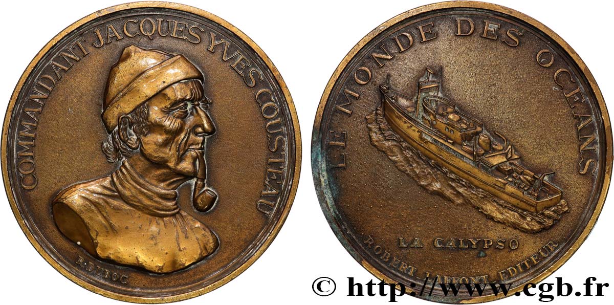 PERSONNAGES CÉLÈBRES Médaille, Commandant Cousteau, la Calypso XF