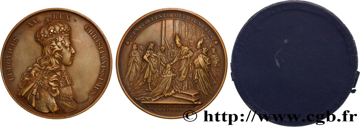 LOUIS XV THE BELOVED Médaille, Sacre de Louis XV, refrappe AU