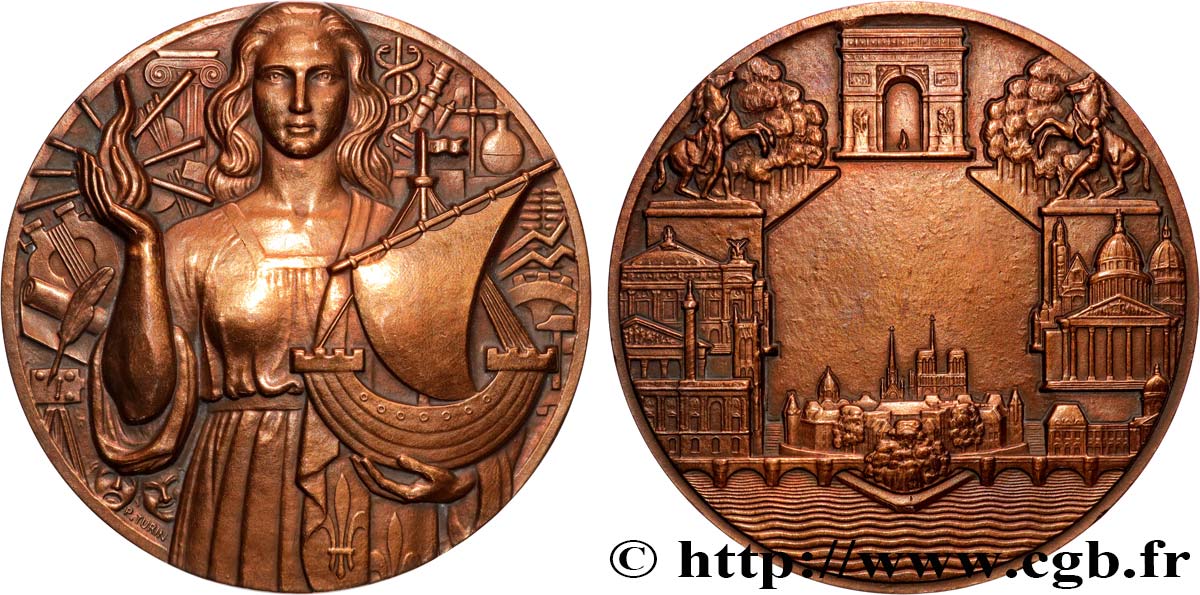 VIERTE FRANZOSISCHE REPUBLIK Médaille, Paris par Pierre Turin fVZ