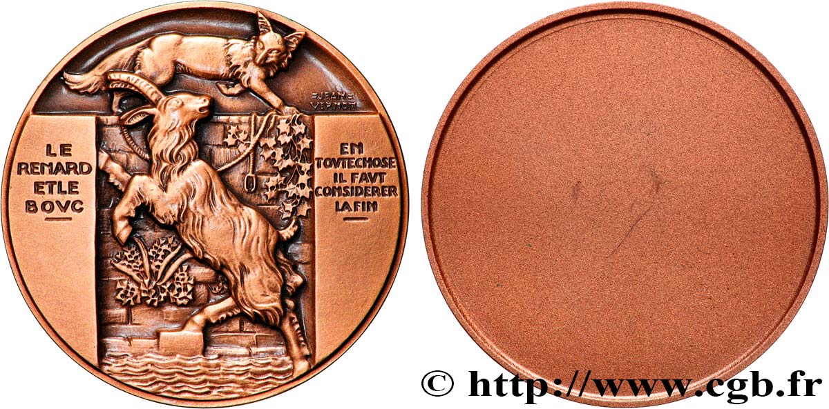 LITTÉRATURE : ÉCRIVAINS/ÉCRIVAINES - POÈTES Médaille, Le renard et le bouc, refrappe SUP