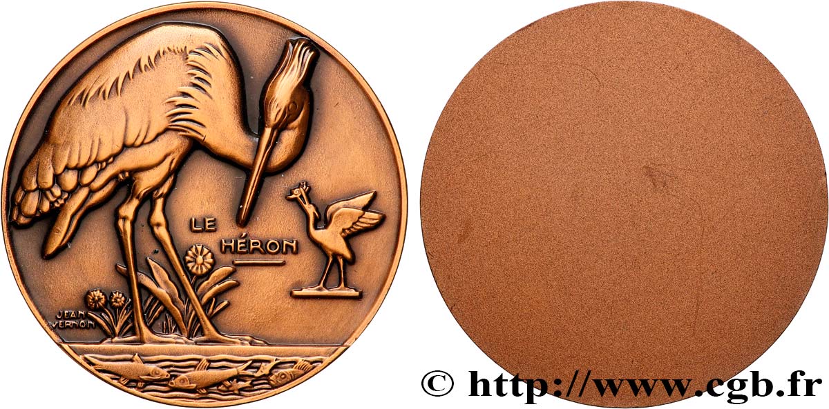 LITTÉRATURE : ÉCRIVAINS/ÉCRIVAINES - POÈTES Médaille, Le héron, refrappe SUP