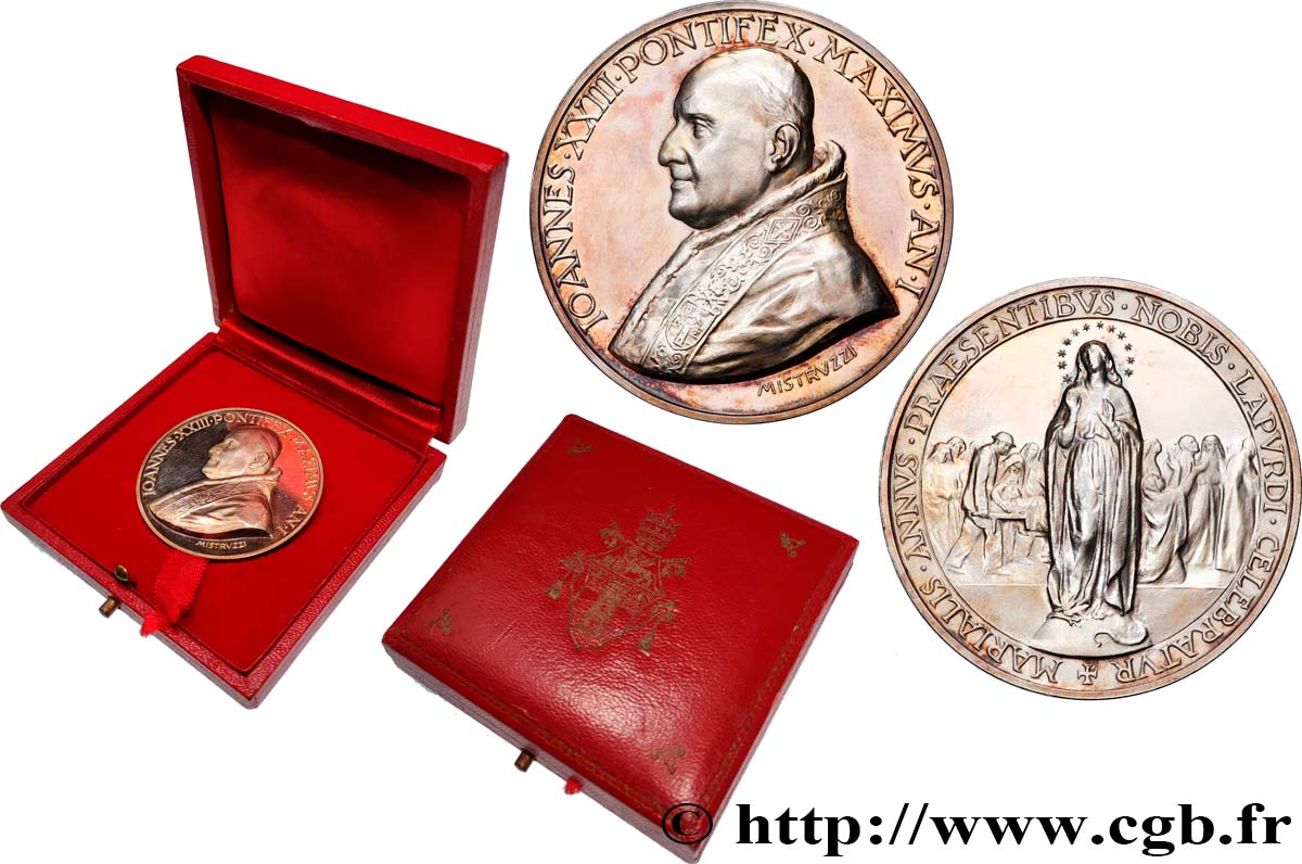 ITALY - PAPAL STATES - JOHN XXIII (Angelo Giuseppe Roncalli) Médaille, Pélerinage de Lourdes AU