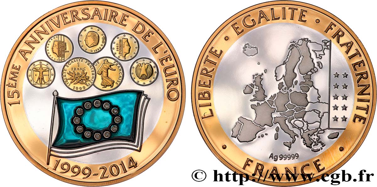 QUINTA REPUBBLICA FRANCESE Médaille, 15e Anniversaire de l’Euro MS