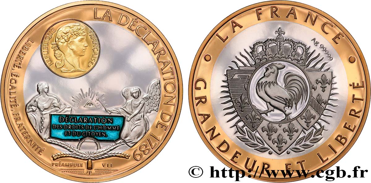 FUNFTE FRANZOSISCHE REPUBLIK Médaille, La Déclaration de 1789 fST