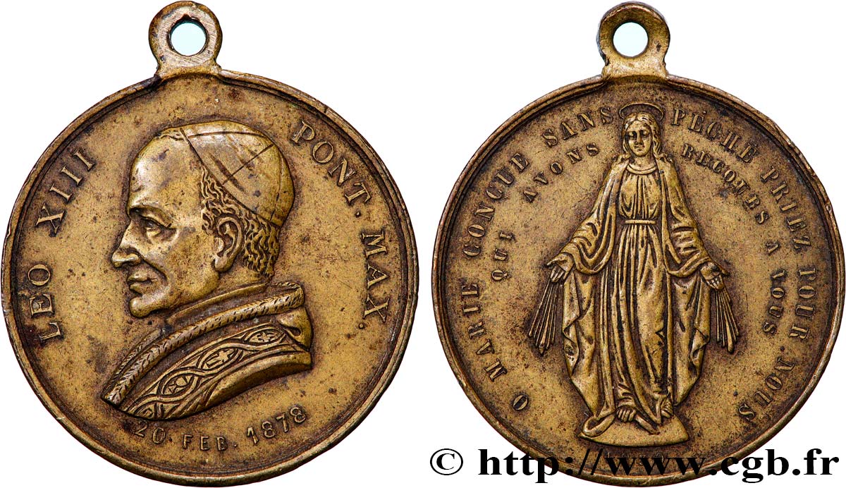 ITALY - PAPAL STATES - LEO XIII (Vincenzo Gioacchino Pecci) Médaille, Léon XIII, prière à Marie XF