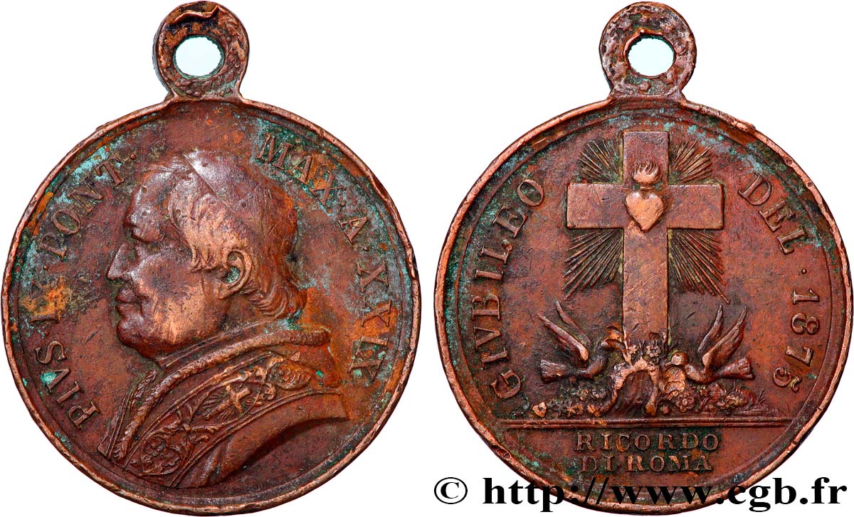 ITALIE - ÉTATS DU PAPE - PIE IX (Jean-Marie Mastai Ferretti) Médaille, Jubilé TB
