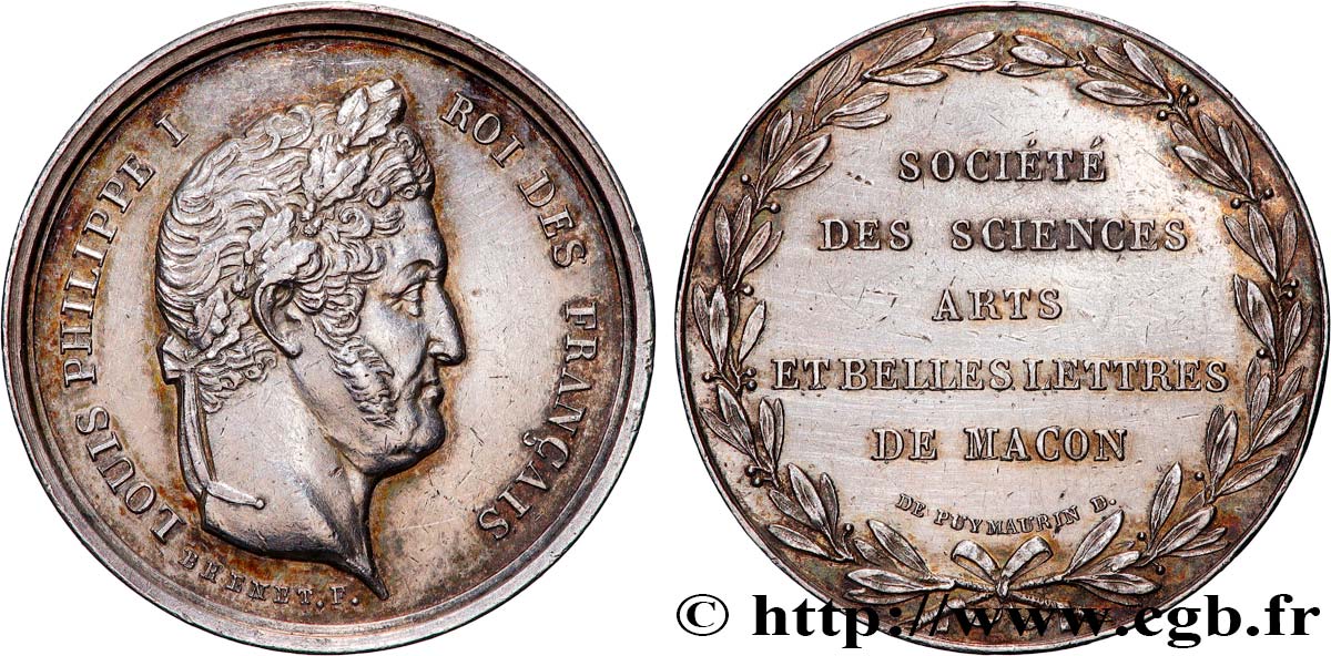 LOUIS-PHILIPPE I Médaille, Société des sciences arts et belles lettres de Mâcon AU