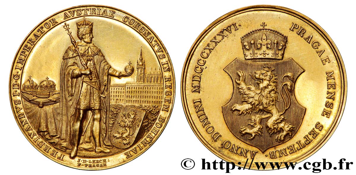 AUSTRIA - FERDINAND I Médaille, Couronnement de Ferdinand Ier, roi de Bohème à Prague AU