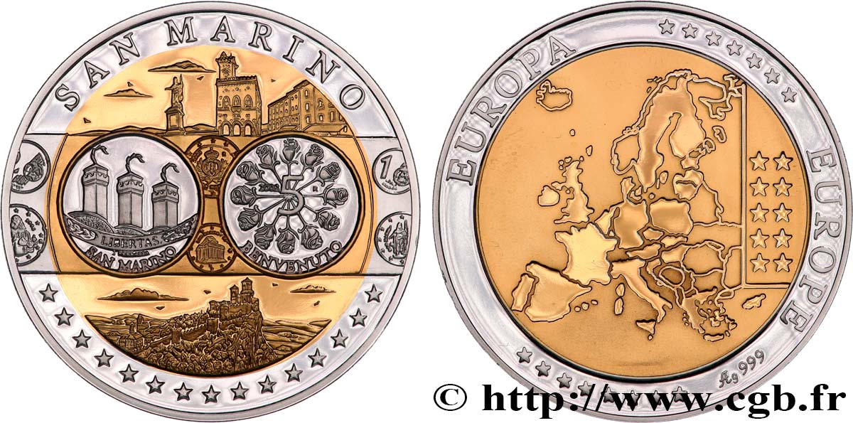 QUINTA REPUBLICA FRANCESA Médaille, Europe, République de Saint-Marin SC