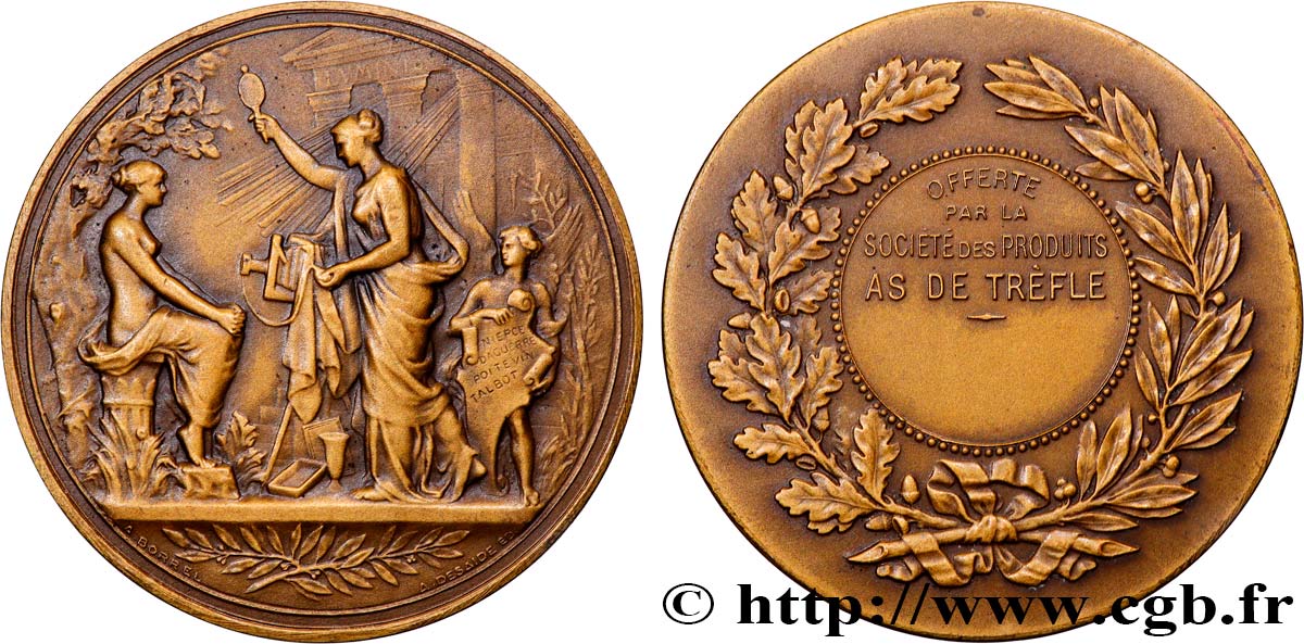 III REPUBLIC Médaille, Société des produits, As de trèfle AU