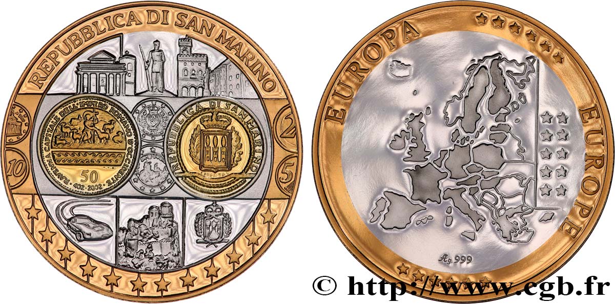 QUINTA REPUBBLICA FRANCESE Médaille, Europe, République de Saint-Marin MS