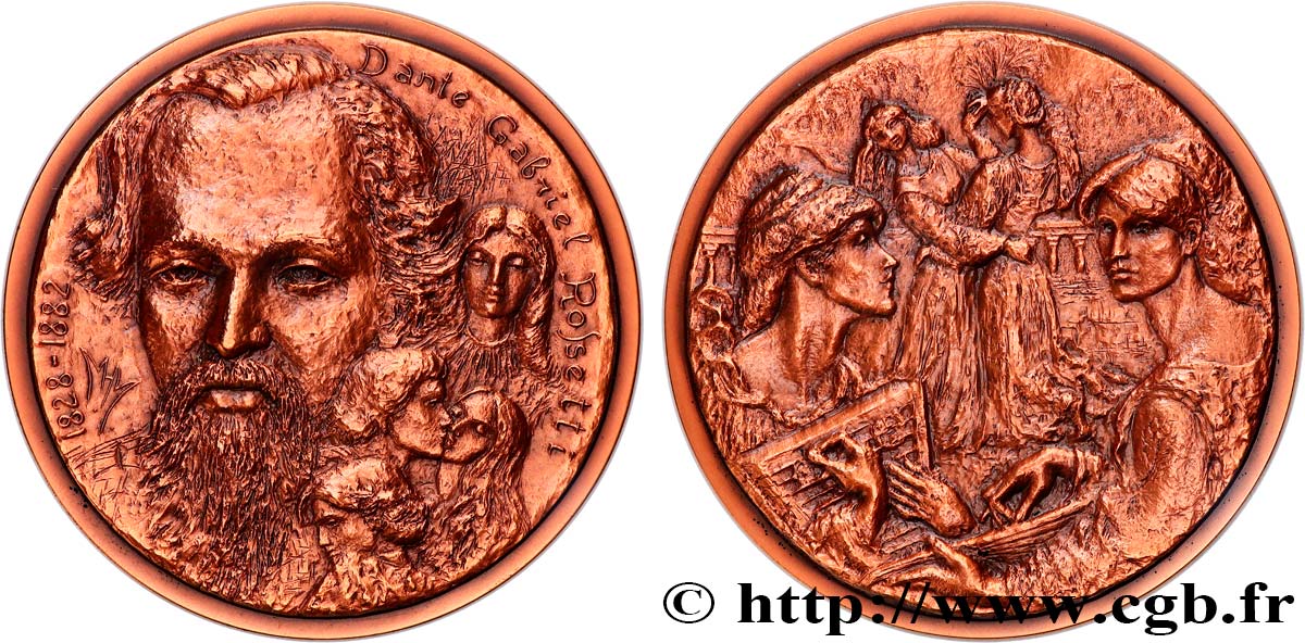 ARTISTES : GRAVEURS, PEINTRES, SCULPTEURS Médaille, Dante Gabriel Rossetti, n°5 VZ