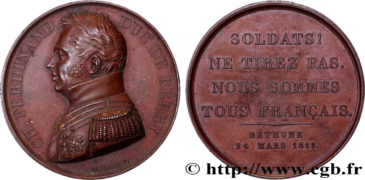 LOUIS XVIII Médaille, Paroles du duc de Berry AU