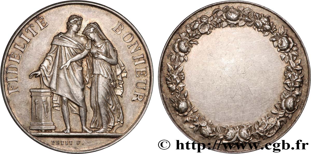 AMOUR ET MARIAGE Médaille de mariage, Fidélité et Bonheur q.SPL