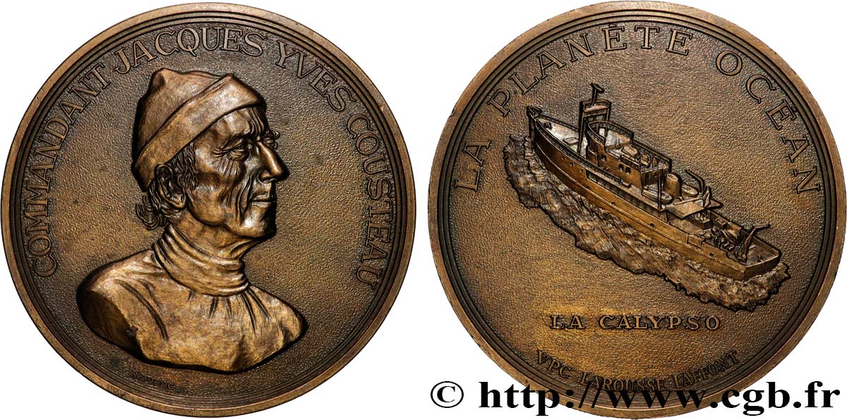 PERSONNAGES CÉLÈBRES Médaille, Commandant Cousteau, la Calypso XF