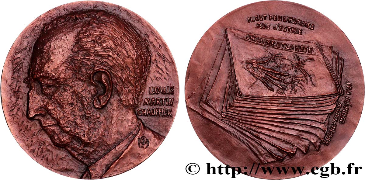 QUINTA REPUBLICA FRANCESA Médaille, Louis Martin Chauffier EBC