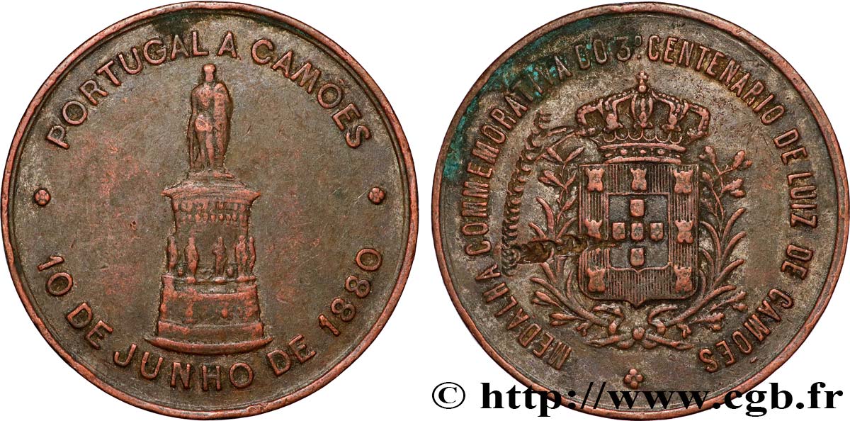 PORTUGAL Plaquette, 300e anniversaire de la mort de Luís de Camões BC+