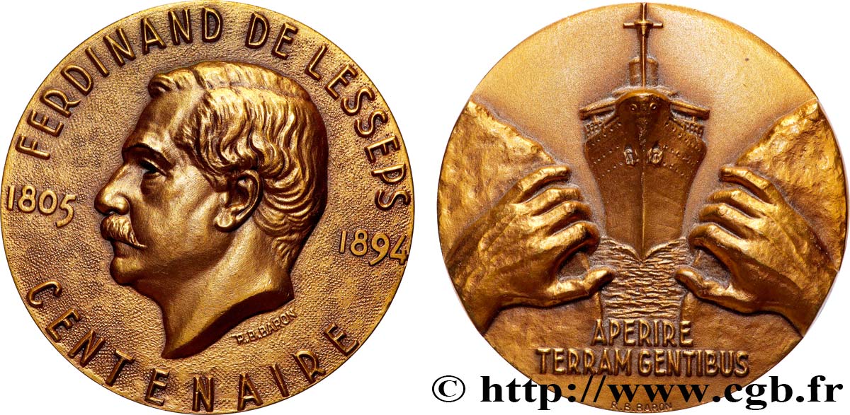 FUNFTE FRANZOSISCHE REPUBLIK Médaille, Ferdinand de Lesseps, Centenaire fVZ