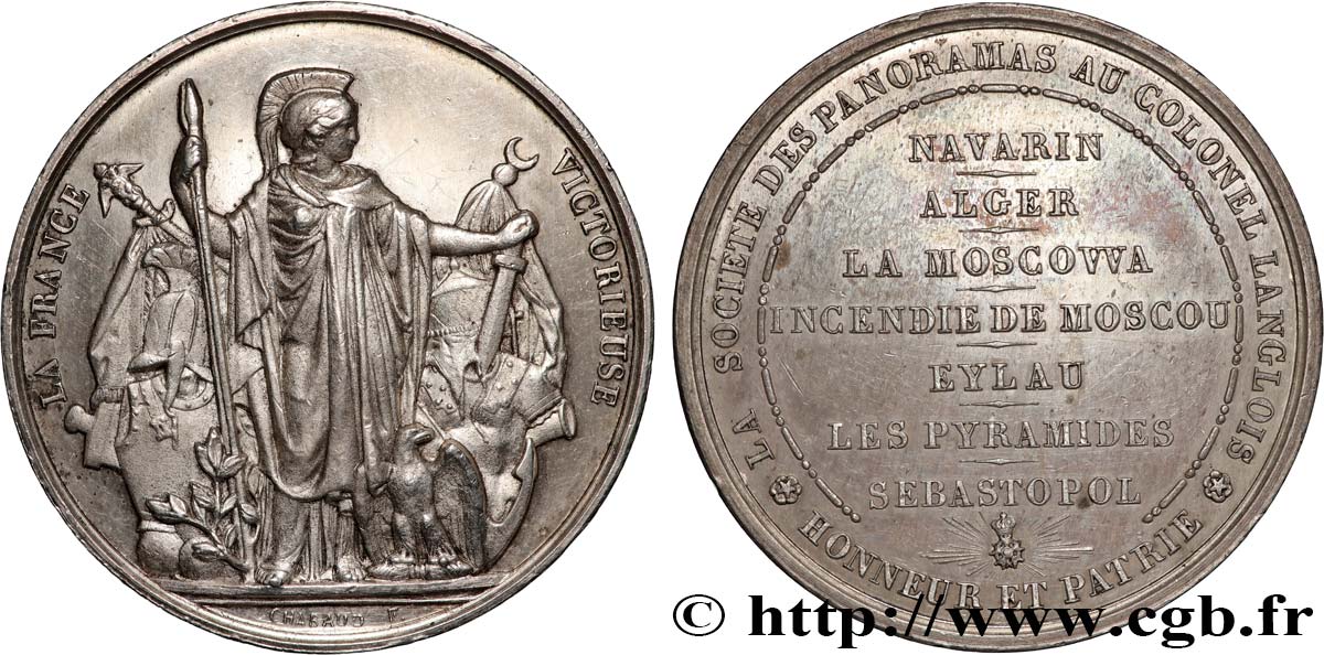 SECOND EMPIRE Médaille, La France victorieuse, Au colonel Langlois AU