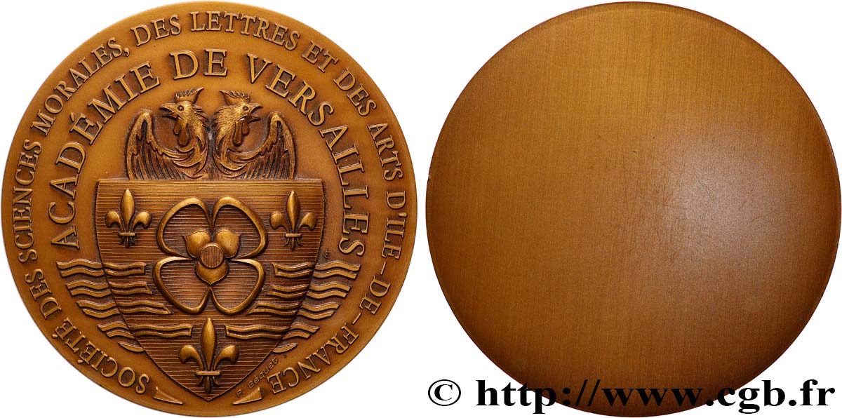 QUINTA REPUBLICA FRANCESA Médaille, Académie de Versailles, Société des sciences morales, des lettres et des arts d’Ile-de-France EBC