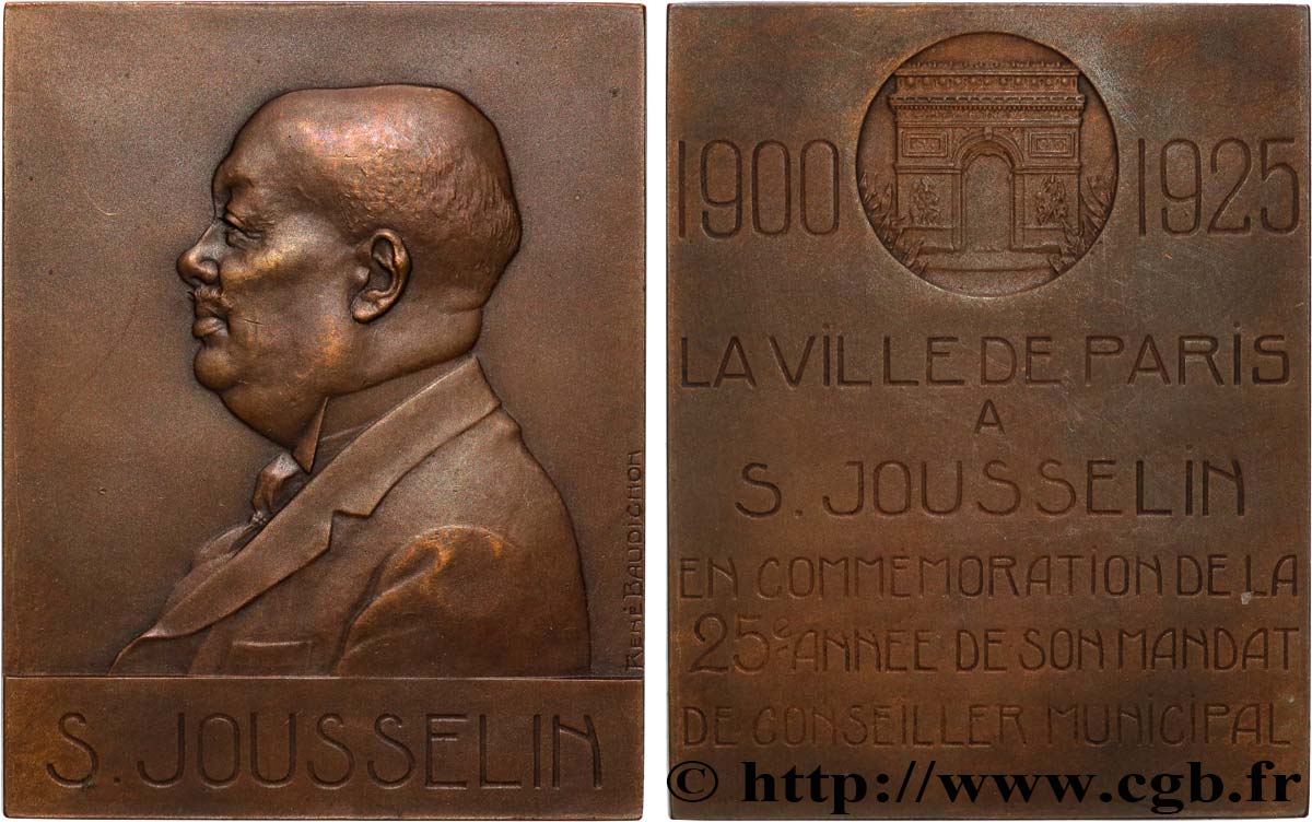 DRITTE FRANZOSISCHE REPUBLIK Plaquette, Stéphane Jousselin, conseiller municipal de Paris fVZ