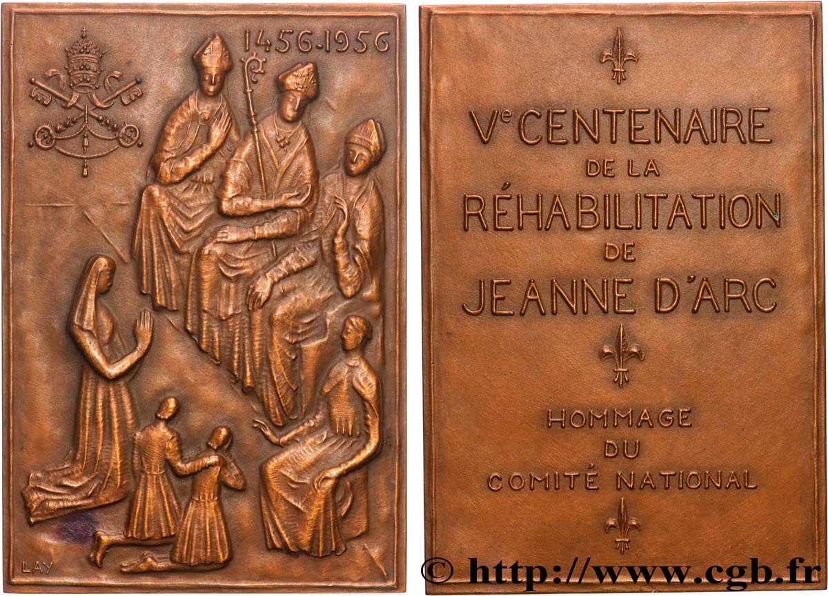 VIERTE FRANZOSISCHE REPUBLIK Plaquette, Cinquième centenaire de la réhabilitation de Jeanne d’Arc VZ
