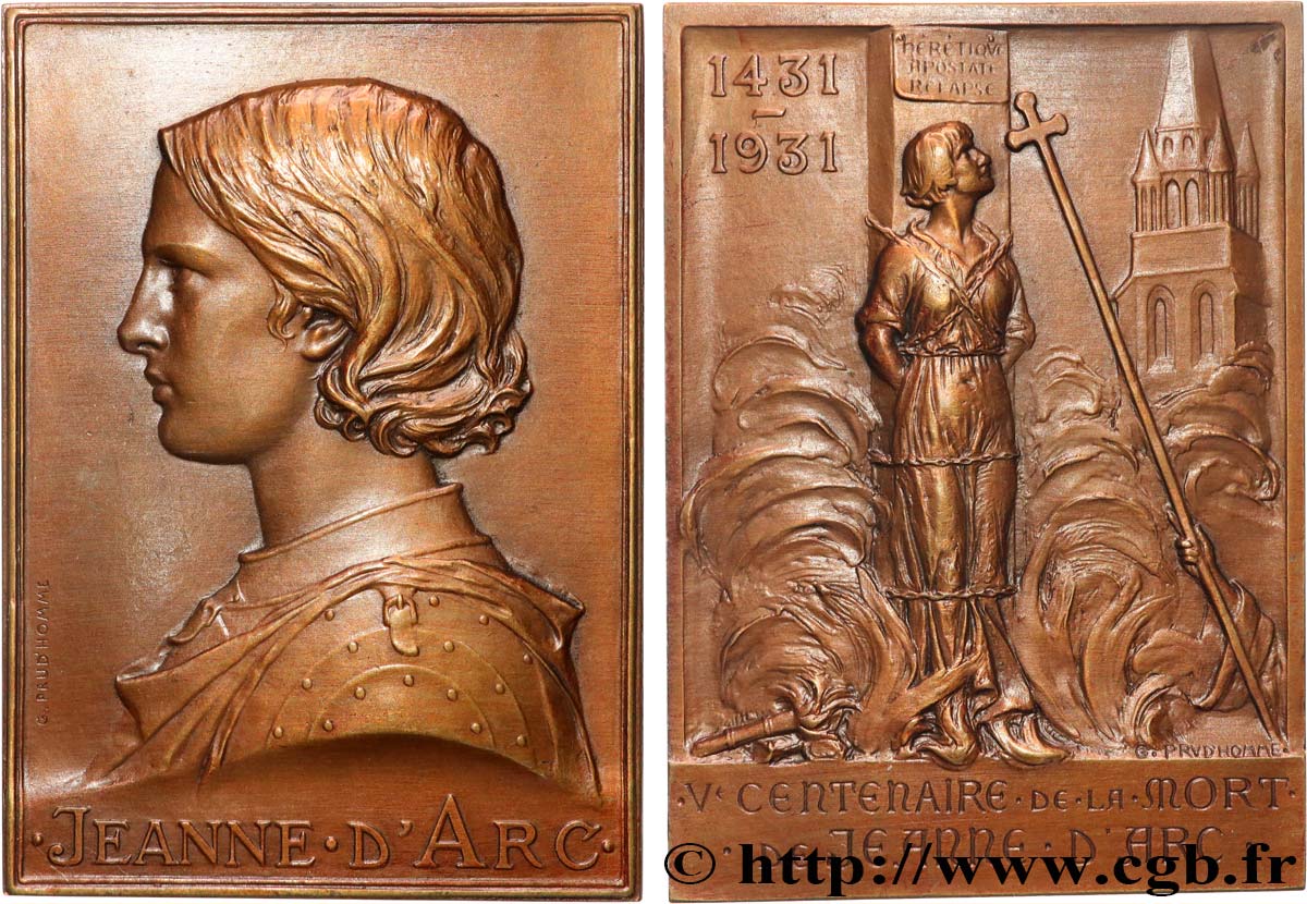 TROISIÈME RÉPUBLIQUE Plaquette, Cinquième Centenaire de la mort de Jeanne d’Arc SUP