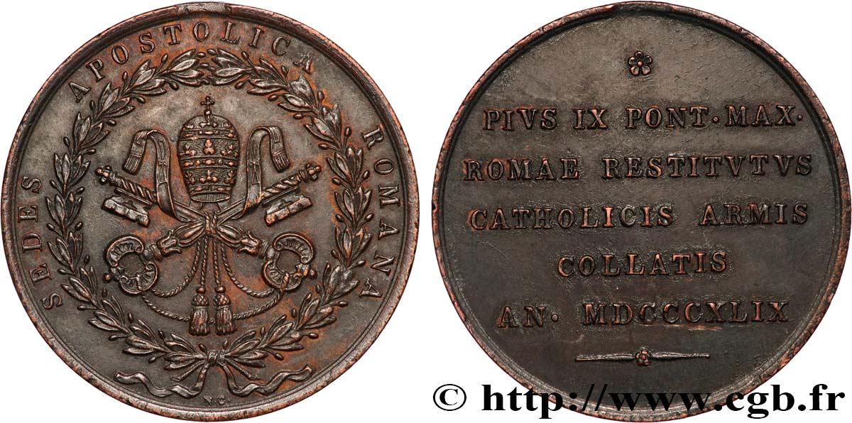 ITALIA - ESTADOS PONTIFICOS - PIE IX (Giovanni Maria Mastai Ferrettii) Médaille, Siège apostolique romain MBC