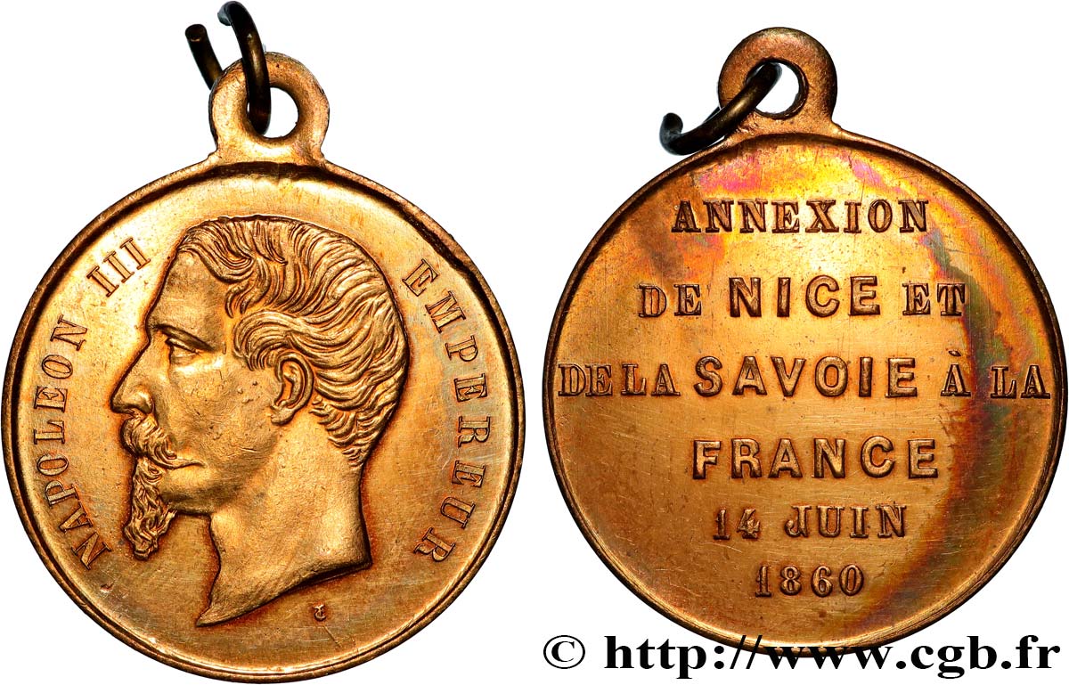 SECONDO IMPERO FRANCESE Médaillette, Annexion de la Savoie et du Comté de Nice à la France SPL