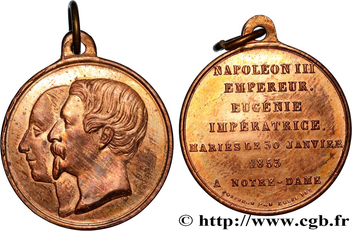 SECONDO IMPERO FRANCESE Médaille, Mariage de Napoléon III et d’Eugénie q.SPL