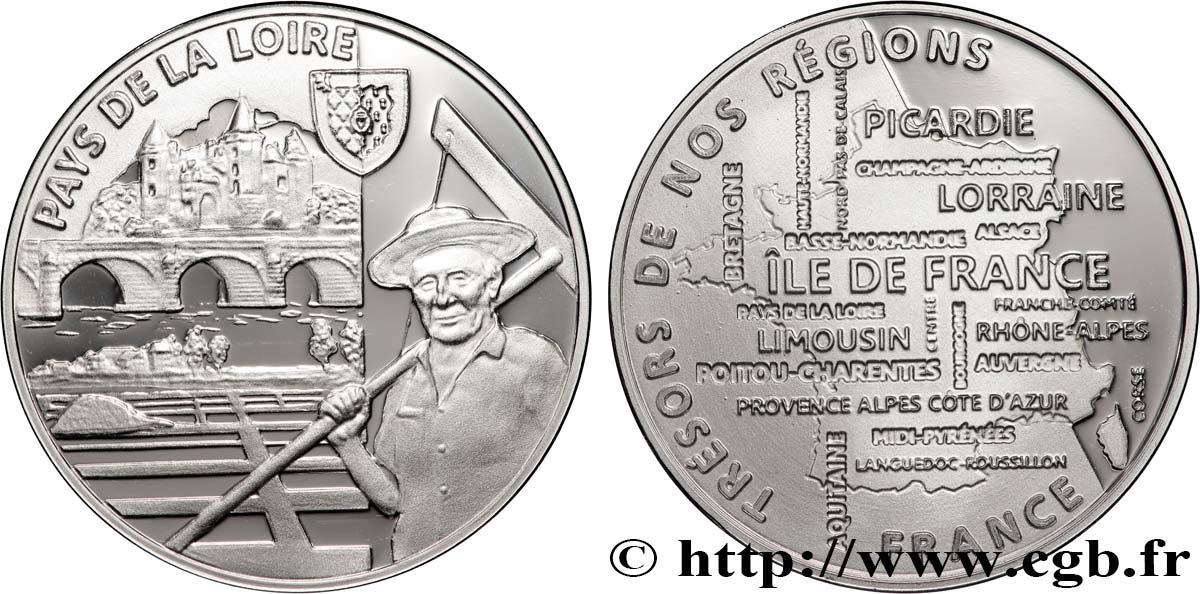 FUNFTE FRANZOSISCHE REPUBLIK Médaille, Pays de la Loire Polierte Platte