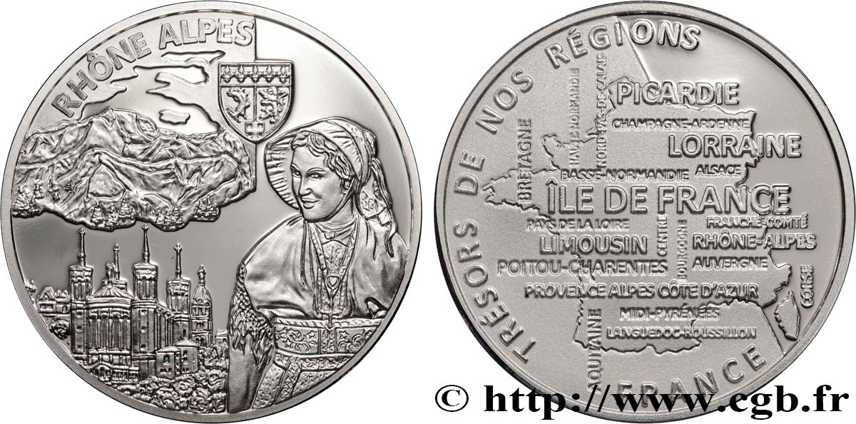 V REPUBLIC Médaille, Rhône Alpes Proof set