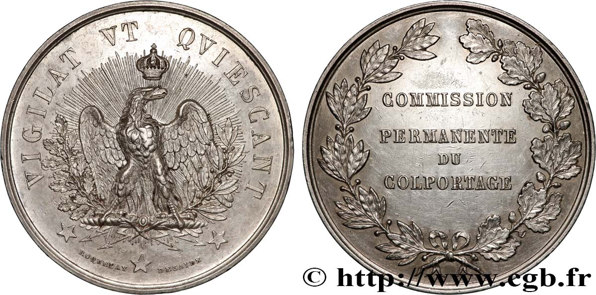 SECONDO IMPERO FRANCESE Médaille, Commission permanente du colportage q.SPL