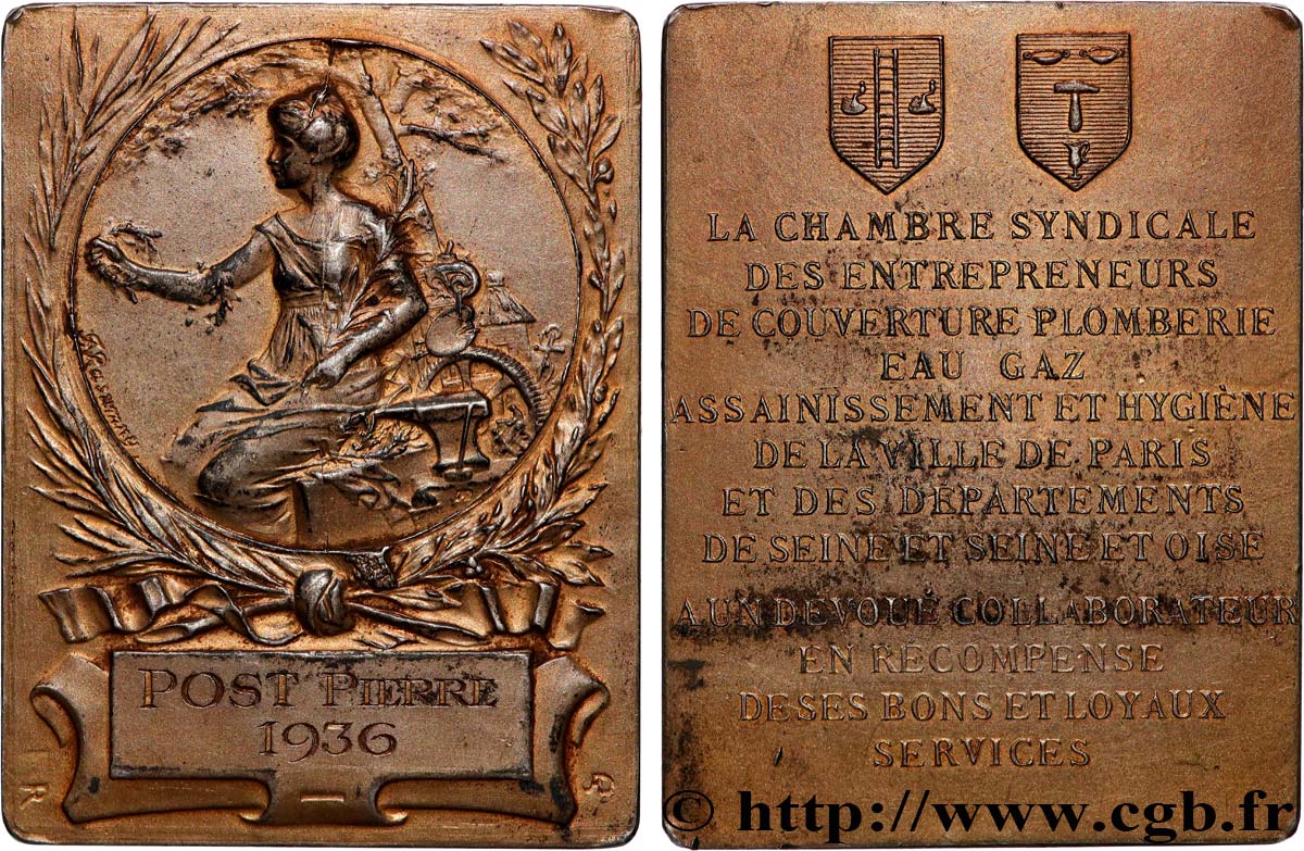 TROISIÈME RÉPUBLIQUE Plaquette, Chambre syndicale des entrepreneurs de couverture et plomberie TB+