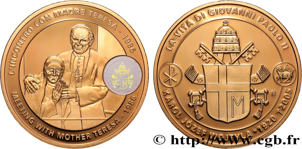 VATICAN ET ÉTATS PONTIFICAUX Médaille, La rencontre avec Mère Teresa SPL