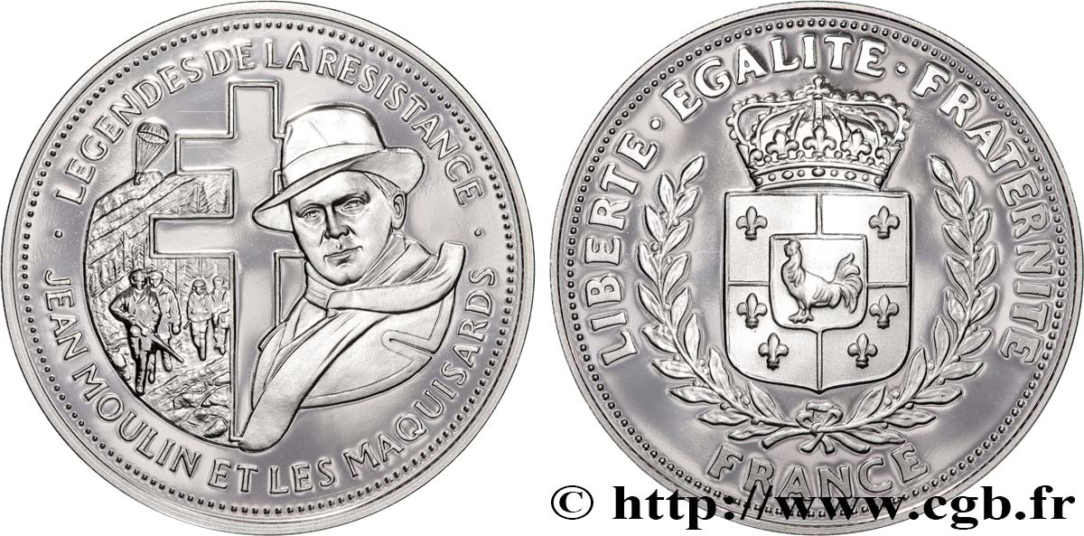 QUINTA REPUBBLICA FRANCESE Médaille, Légendes de la Résistance, Jean Moulin et les Maquisards MS