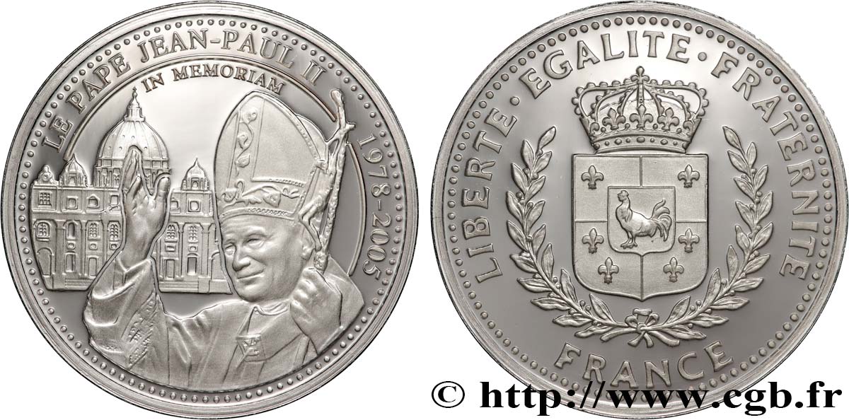 QUINTA REPUBBLICA FRANCESE Médaille, Le pape Jean-Paul II MS